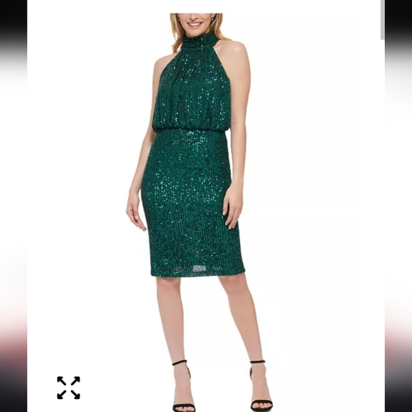 Eliza J Dresses & Skirts - $168 Eliza J Women Sequinned Blouson Shift Dress Sz 8 Green Cocktail Party NWT